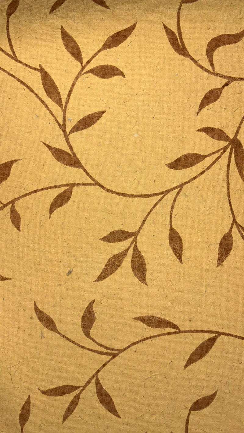 A4 handmade paper (Brown leaves on Dark yellow)