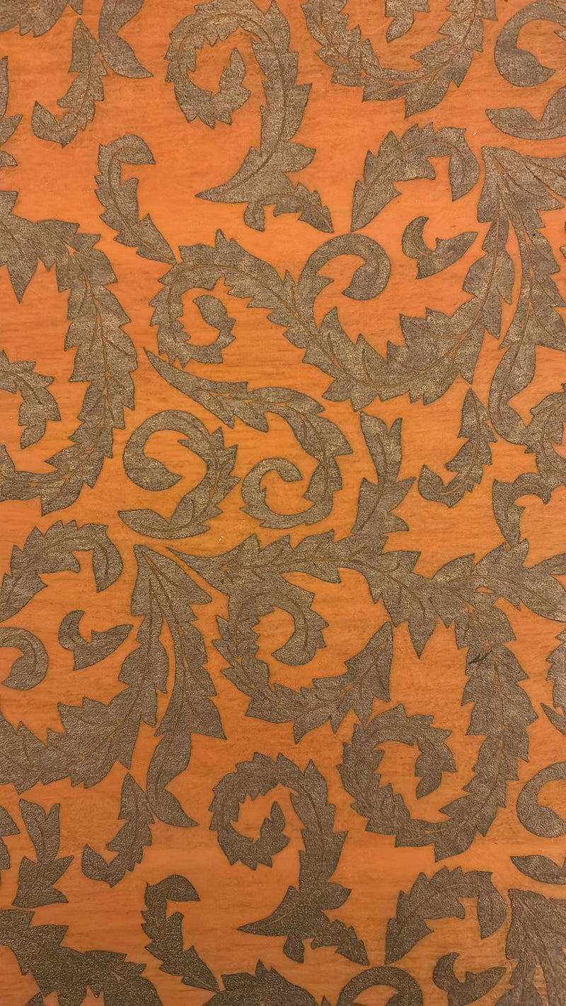 A4 handmade paper (Translucent golden print on Orange)