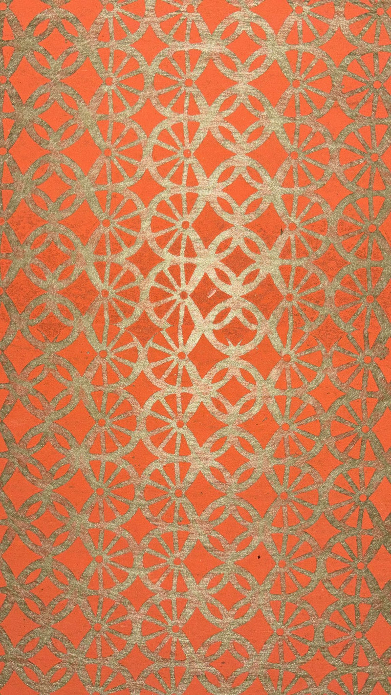 A4 Handmade Paper (Orange print on golden)