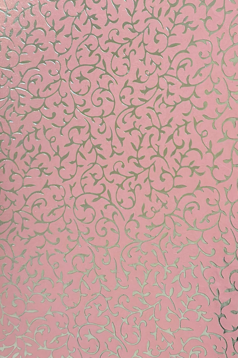 A4 handmade paper (Silver print on Baby pink)