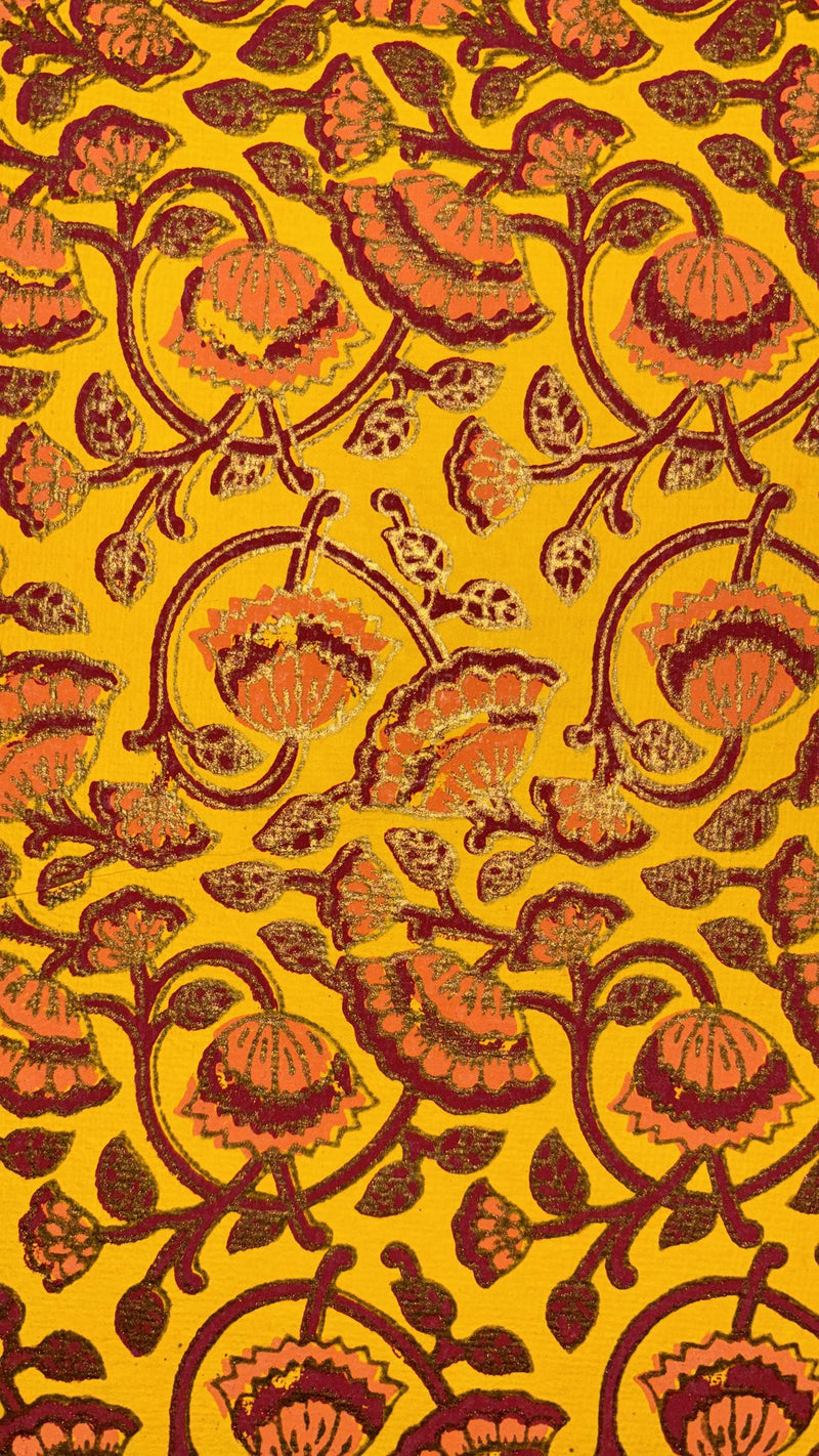 A4 handmade paper (Madhubani print on dark yellow)