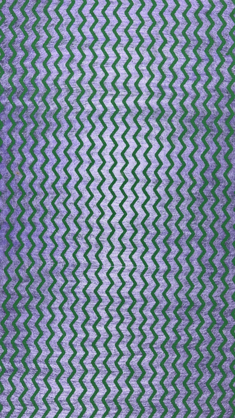 A4 handmade paper (Translucent green print on purple)