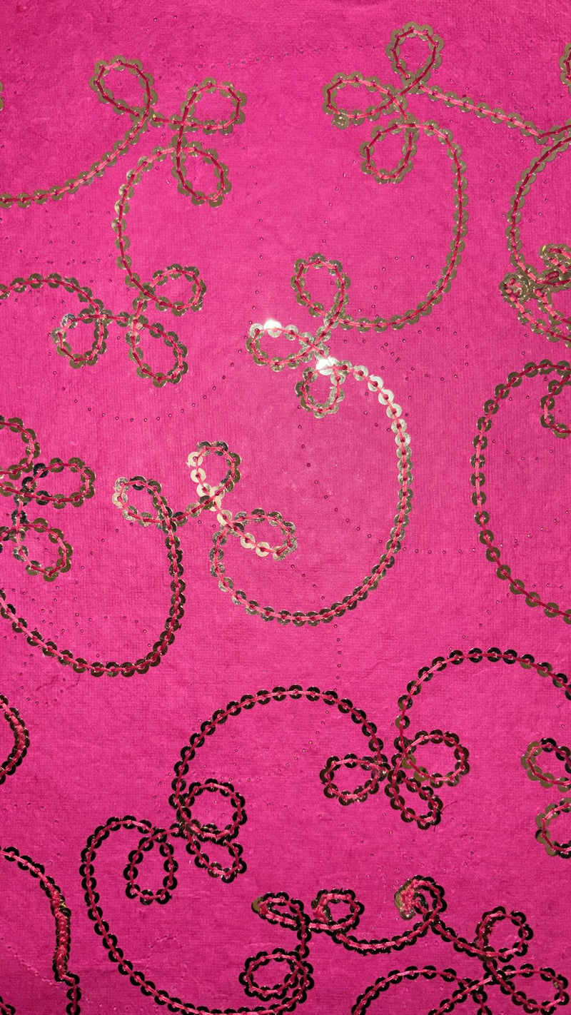 A4 handmade paper (Golden needling on Bright pink)