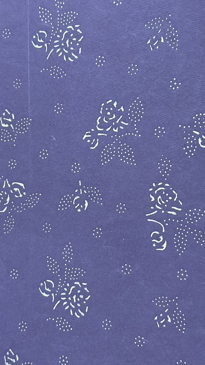 A4 handmade Paper (Silver flower print on purple )