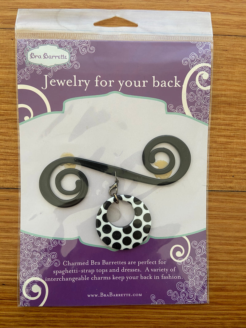 Black Bra Barrette with White & Black hoop charm