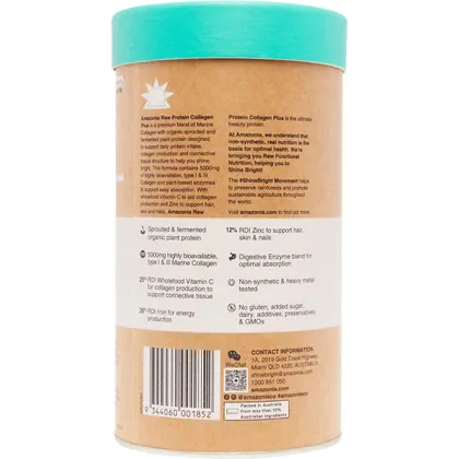 Amazonia Raw Protein Collagen Plus Vanilla Maple 450g