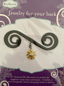 Black Bra Barrette with Sun face charm