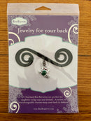 Black Bra Barrette with Silver-green frog charm