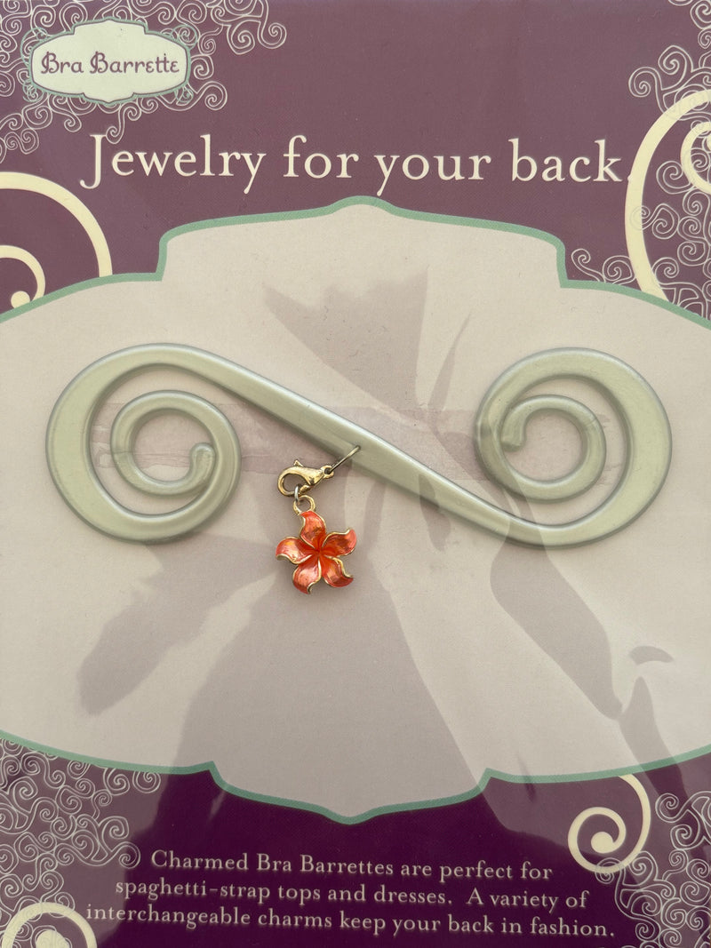 Silver Bra Barrette with Orange flower charm