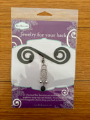 Black Bra Barrette with Elegant Silver black bead chandelier charm