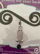 Black Bra Barrette with Elegant Silver black bead chandelier charm