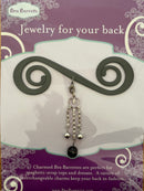 Black Bra Barrette with Elegant Silver black bead chandelier charm