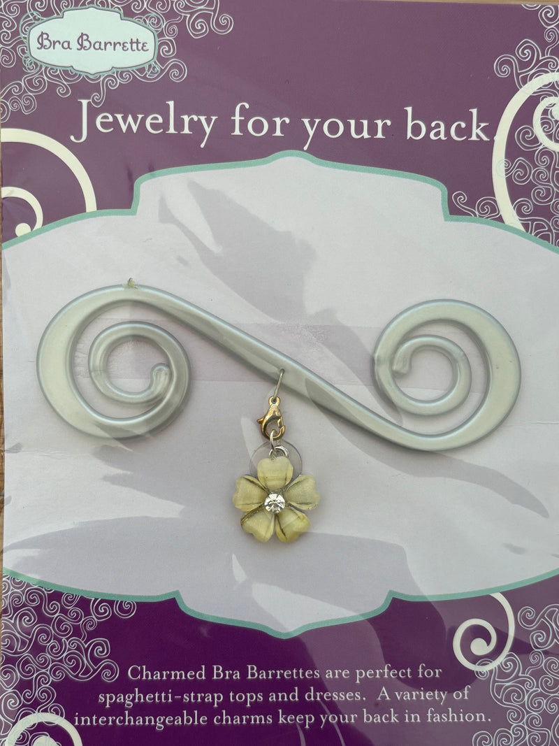 Silver Bra Barrette with Lime yellow flower charm