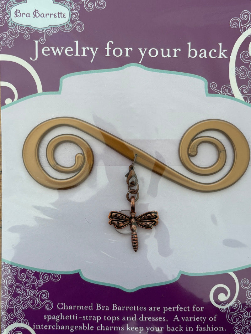 Bronze Bra Barrette with Copper Dragonfly charm