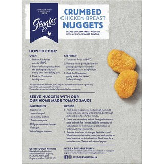 Steggles Premium Chicken Breast Nuggets Crumbled 400g