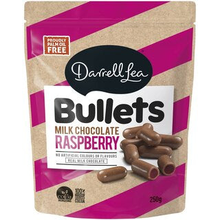 Darrell Lea Milk Chocolate Raspberry Bullets 250g