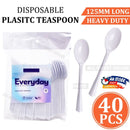 Heavy Duty White Plastic Teaspoons 40 pack
