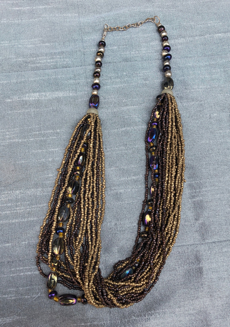 Gold Beaded Multi Strand Necklace (YN006)