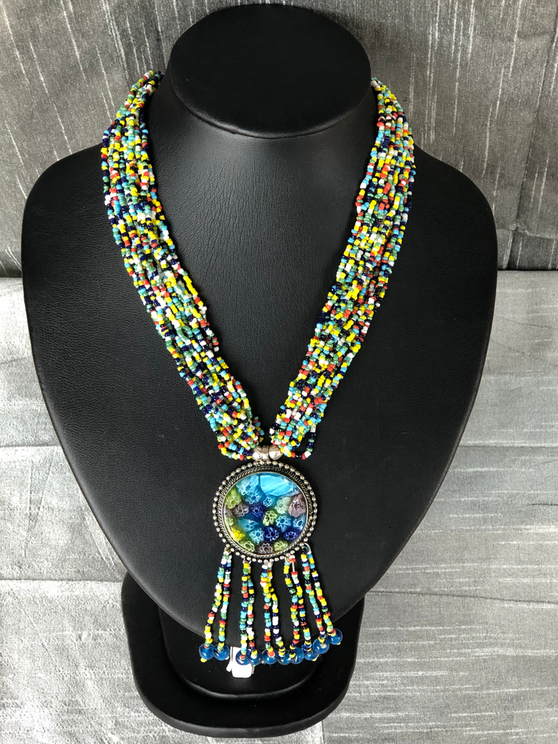 Multi Coloured Beaded Necklace (YN-019)