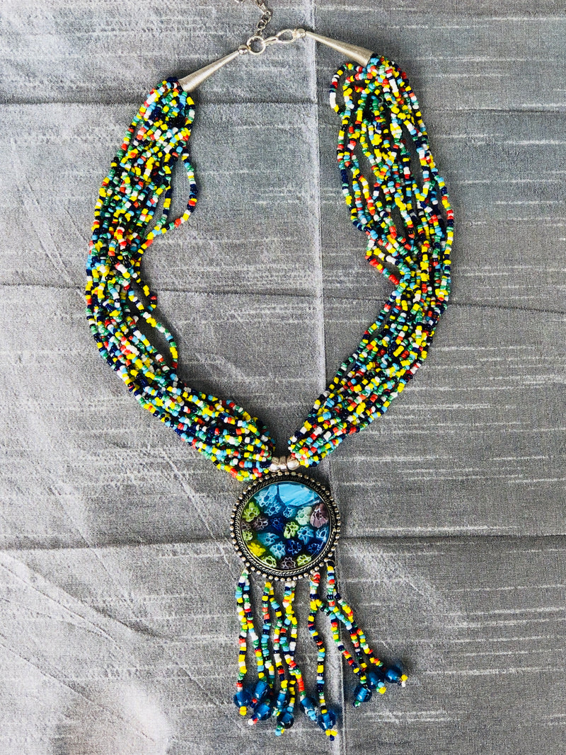 Multi Coloured Beaded Necklace (YN-019)