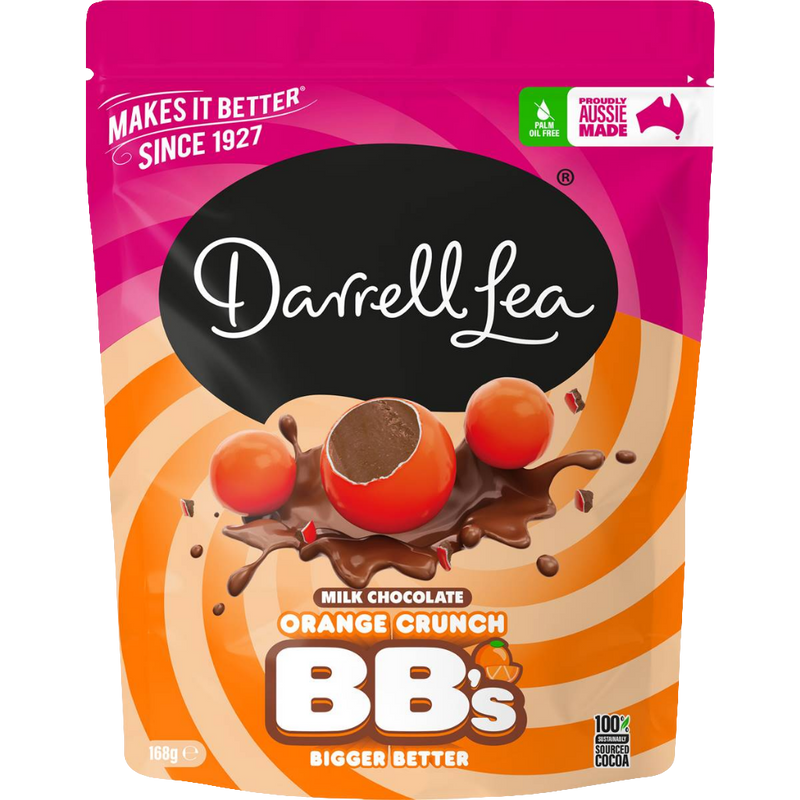 Darrell Lea Orange Crunchy Milk Chocolate Balls 168g