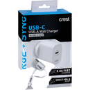 Crest USB-C/USB-A Wall Charger 1m USB-C Cable Each