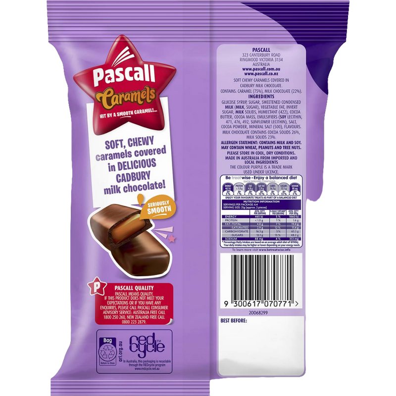 Cadbury Chocolate Pascall Caramels 160g