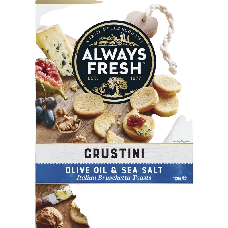 Always Fresh Crustini Olive & Sea Salt 120g