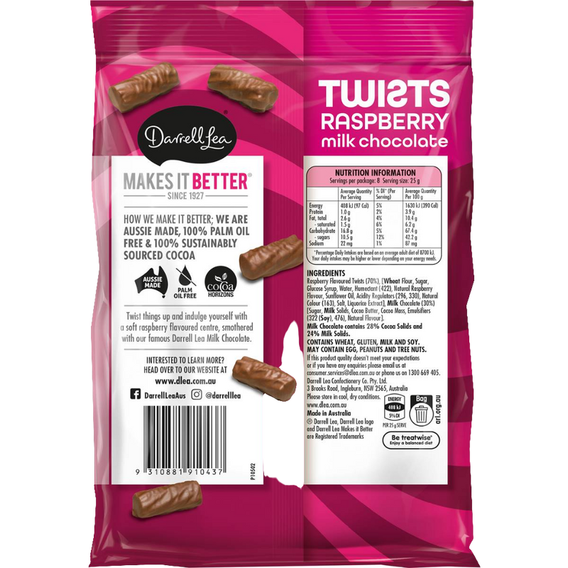 Darrell Lea Liqourice Twist Milk Chocolate 200g