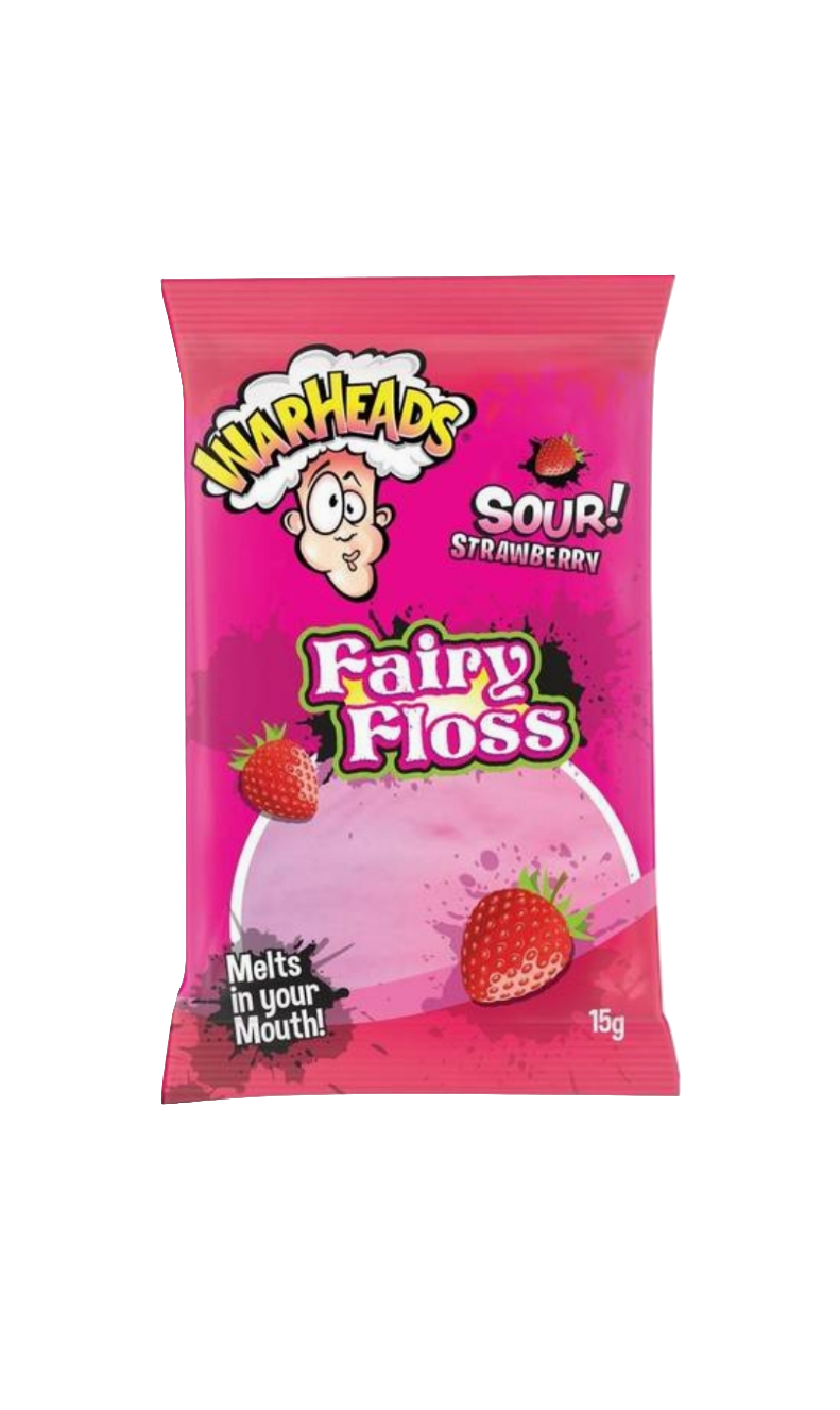 Warheads Sour Strawberry Fairy Floss 15g