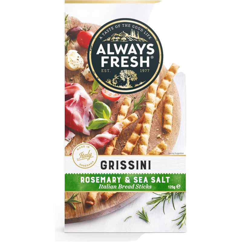 Always Fresh Grissini Crispbread Rosemary & Sea Salt 125g