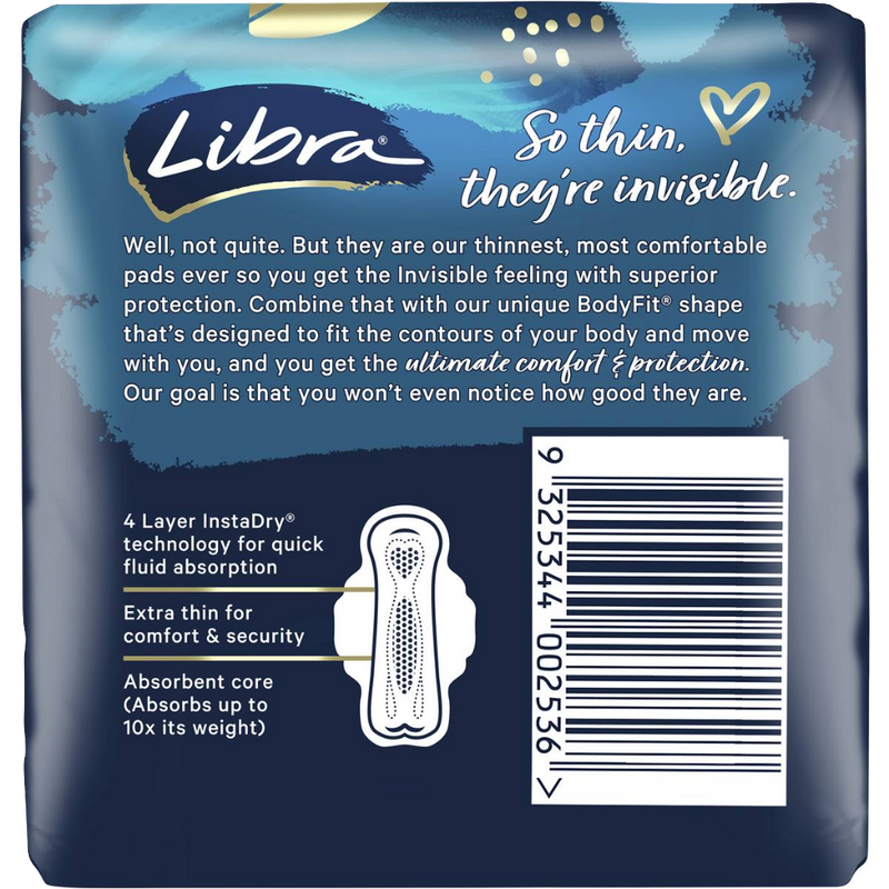Libra Invisible Super Pads With Wings 12 pack