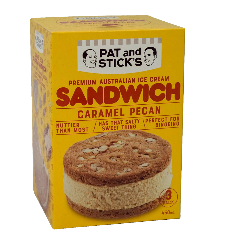 Pat & Stick's Ice Cream Sandwich Caramel Pecan 3pk