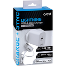 Crest Lightning USB- A Wall Charger 1m Lightning Cable Each