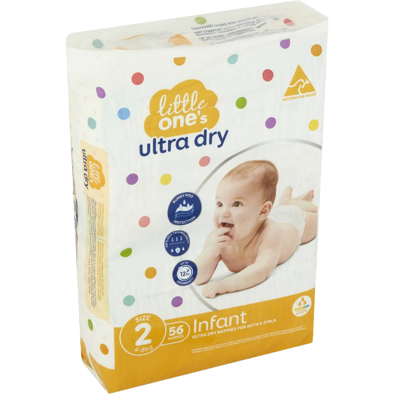 Little One's Ultra Dry Nappies Infant 4-8 kgs 56 pack