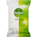 Dettol 2in1 Hands & Surfaces Antibacterial Wipes 15pk