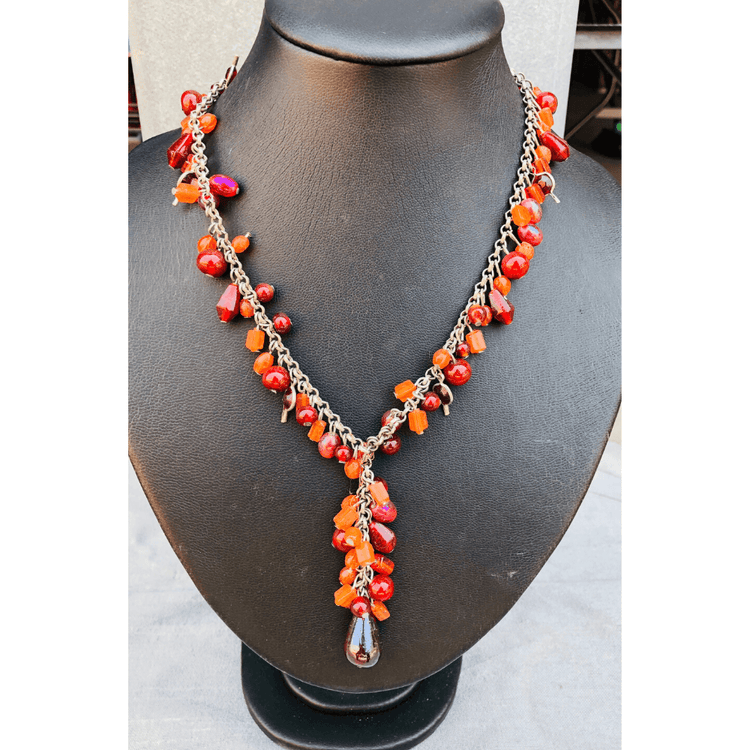 Red Yellow Beaded Necklace (YN-014)