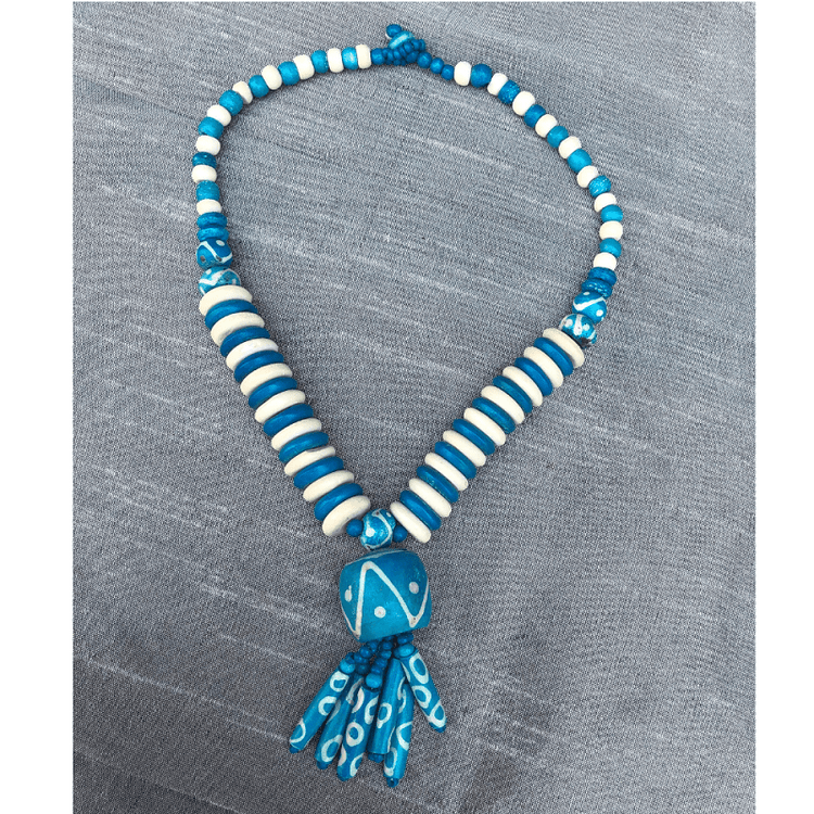 Blue White Beaded Necklace