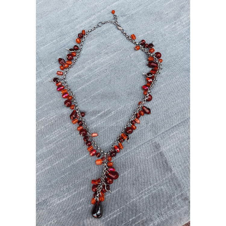 Red Yellow Beaded Necklace (YN-014)