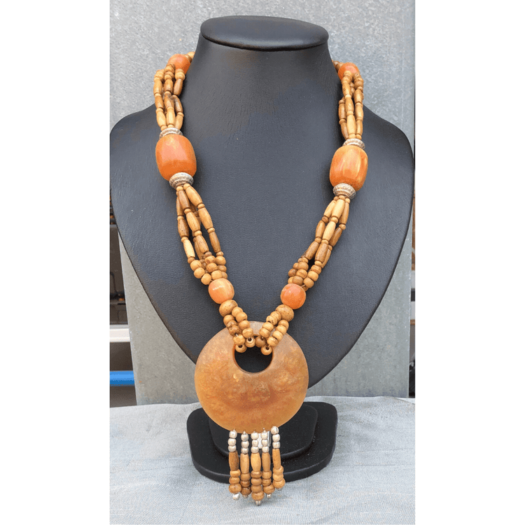 Wooden Beaded Multi Strand Necklace (YN-035)