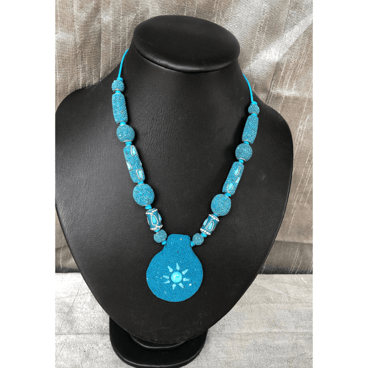 Blue Medallion Necklace (YN-022)