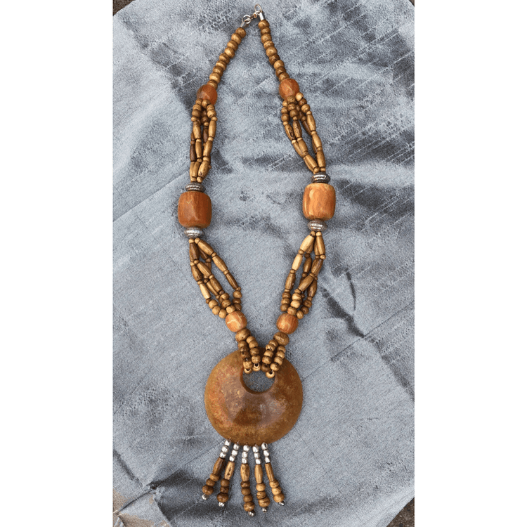 Wooden Beaded Multi Strand Necklace (YN-035)