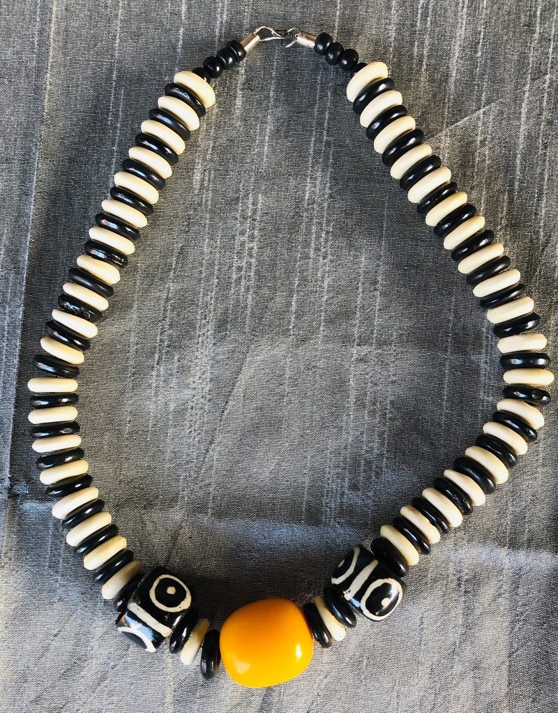 Yellow Beaded Necklace (YN-038)