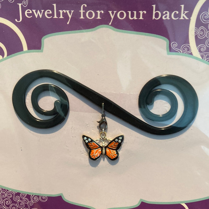 Bra Barrette (Black) : Black & Orange Butterfly